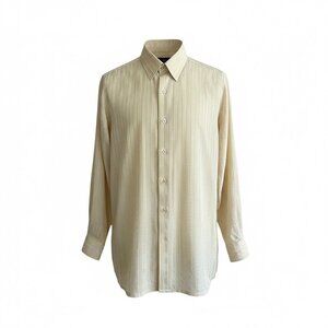 Bocci Vintage Men's Shirt 100% Silk Disco Tone on Tone Stripe Size Medium